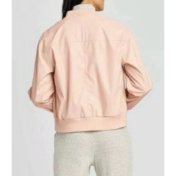 Who What Wear Women's Faux Leather Bomber Jacket, Pink, Size Small $50 - Picture 2 of 7